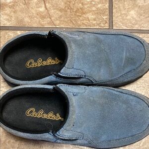 Kid’s Cabela’s Blue Suede Slip-On Loafers with Rubber Soles